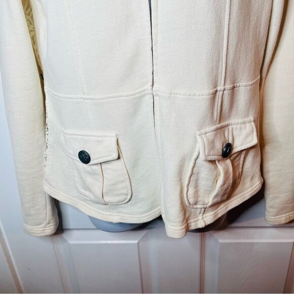 Others Follow Cleo Cream Ruffle Lace Insert Cotton Blazer Zip-Front M - Picture 7 of 13